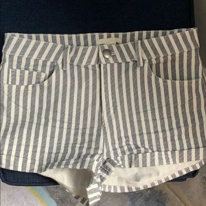 Blue and white striped shorts